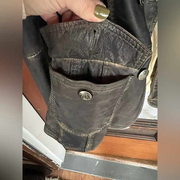 True Religion Soft Genuine Leather Distressed Aged Look Moto Coat Jacket - Picture 10 of 16